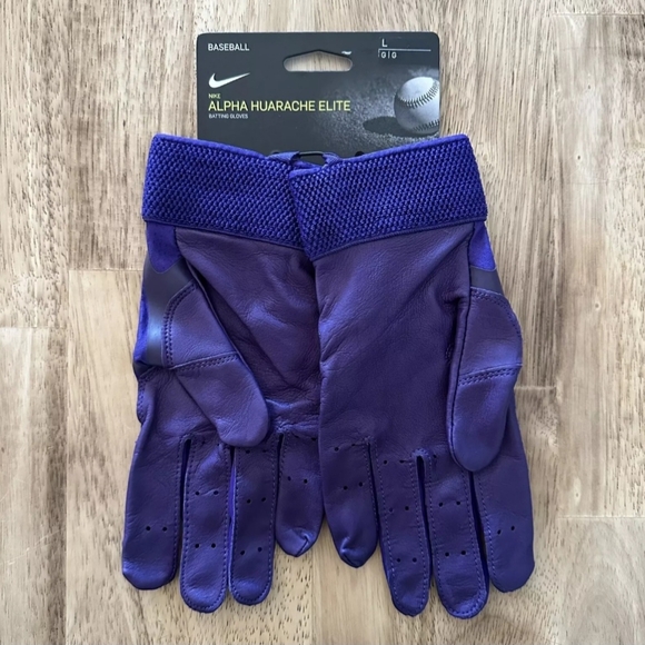 Nike Alpha Huarache Elite Batting Gloves Baseball Mens Purple CV0696-552 - Picture 2 of 3
